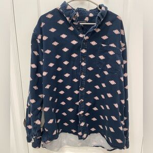 Land’s End Men’s Navy Flannel Patterned Shirt